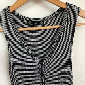 Stripped black and white body suit